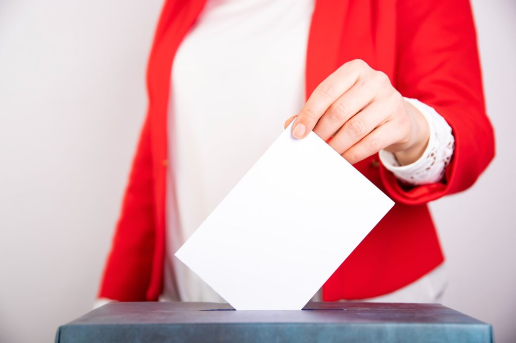 Woman votes on election day.